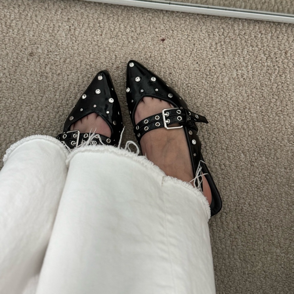 ONLY Black and Silver Studded Flats